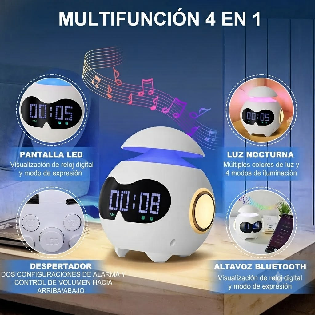 Parlante con reloj despertador bluetooh